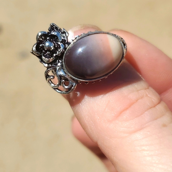 New Mookaite Jasper Silver Flower Ring. - Picture 16 of 16